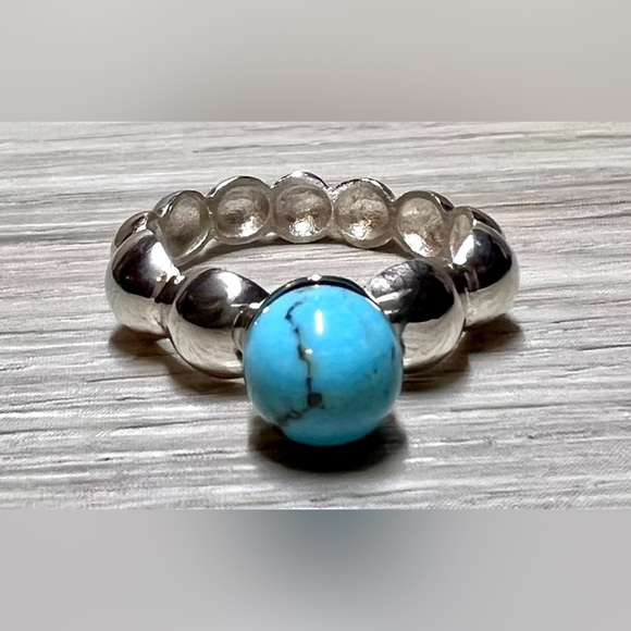 Designer Signed Jay King Sterling Silver Iron Mountain Turquoise Ring, Size 10 - Picture 3 of 10